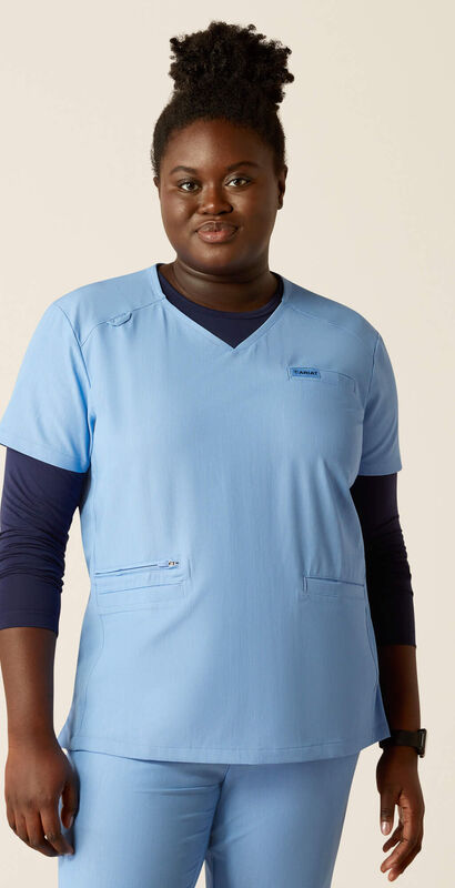 Clara 6 Pocket Scrub Top Front Plus